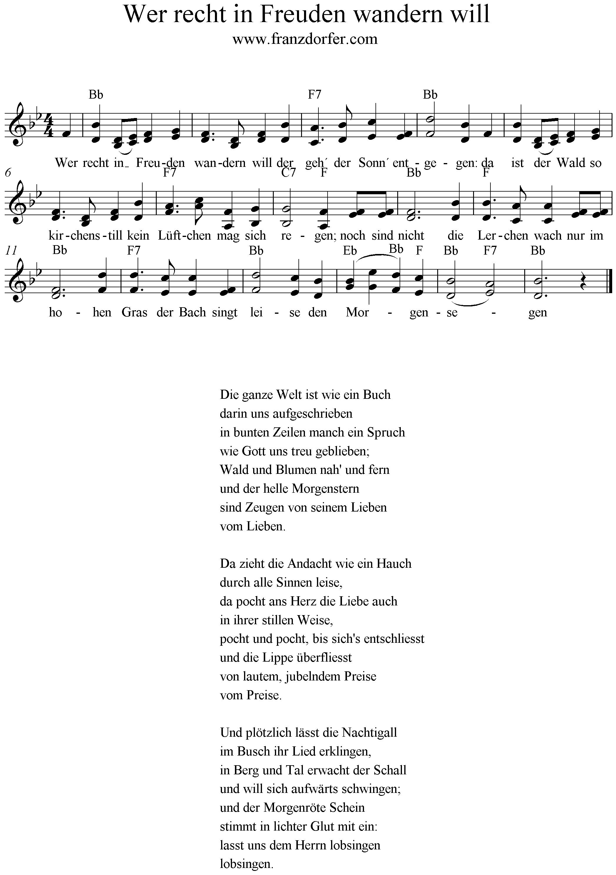 Wer Recht In Freuden Wandern Will Wer recht in Freuden wandern will